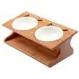 LOVEPET Solid Bamboo Elevated Pet Dining Table Pet Feeder Bowl for Small Dogs and Cats Raised Stand with Two Bowls LOVEPET Solid Bamboo Elevated Pet Dining Table Pet Feeder Bowl for Small Dogs and Cats Raised Stand with Two Bowls