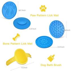 PuppyDoggy 2 Pack Dog Lick Mat for Dogs Silicone Slow Feeder Mat Super Suction Dog Bath Distraction Device Peanut Butter Lick Pad for Bathing Grooming Training