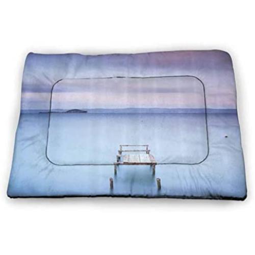 Pet Bed Landscape Waterproof and Urine-Proof Sunset at Rock Formation La Fenetre Madagascar Sunbeams Nature Scenery Brown Blue Yellow