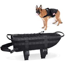 Hanshengday Tactical Dog Vest Training Molle Harness-Tactical Dog Backpack-Pet Tactical -Vest Military Working Harness for Large Dog