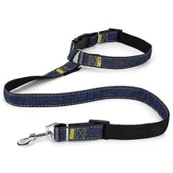 STARVII Dog Seatbelt for Cars, Fashionable Premium Denim Nylon Fabric Pet Seatbelt, Dual Use for Dog Car Harness and Dog Leash 1 Pack (Black)
