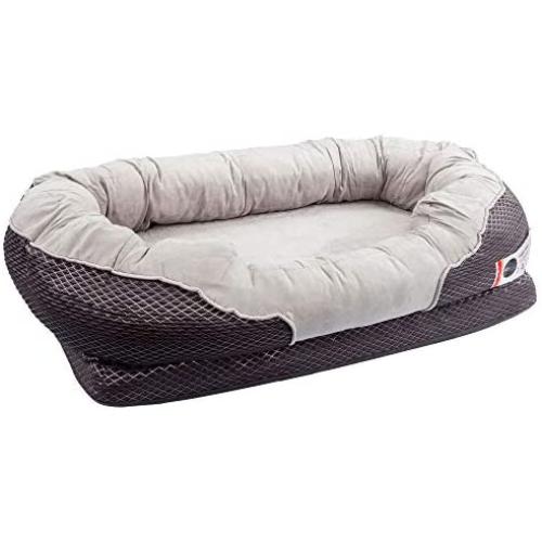 BarksBar Gray Orthopedic Dog Bed - Snuggly Sleeper - with Solid Orthopedic Foam, Extra Comfy Cotton-Padded Rim Cushion and Nonslip Bottom