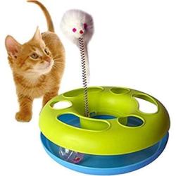 DINY Home & Style Mouse and Ball Cat Toy Sturdy Base with a Plush Mouse and Rolling Ball
