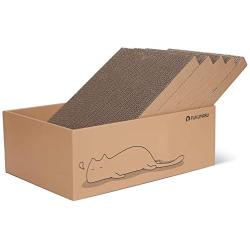 FUKUMARU Cat Scratcher Cardboard 5 PCS with Box, Reversible Cat Scratch Pad, Kitty Corrugated Scratching Bed