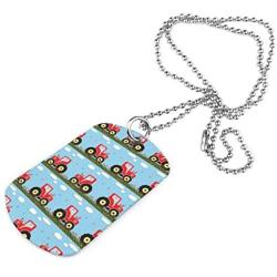 Toy Tractor Pattern Digital Military Necklace Dog Tag Pet Card Keychain Pendant Ball Chain