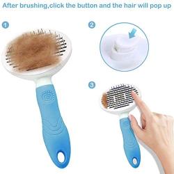 Cat Hair Brush Pet Grooming Brush, Dog Shedding Brush for Short Hair Dogs, Self Cleaning Slicker Brush Tool for Pet, Removes Tangles, Loose Hair