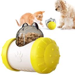 YUANYONG Pet Supplies Tumbler Slow Food Leaking Ball Without Electric Pets Suitable for Cats and Dogs Pet Toys,Yellow and White