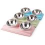 Vealind Double Pet Dog Bowl with Raised Stand, 15 Degree Tilted Non Slip Cat Food and Water Feeding Bowls