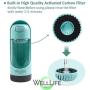 WELL LIFE PET - Dog Water Bottle Travel Bowl Portable Leak Proof Pet Water Dispenser Dog, Cat or Puppy, 10oz, Replaceable Activated Carbon Filter, Collapsible Water Container Carrier, No BPA (Blue)