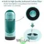 WELL LIFE PET - Dog Water Bottle Travel Bowl Portable Leak Proof Pet Water Dispenser Dog, Cat or Puppy, 10oz, Replaceable Activated Carbon Filter, Collapsible Water Container Carrier, No BPA (Blue)