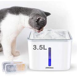 Petacc Cat Water Fountain 3.5L/118oz Automatic Pet Fountain Super Quiet Dog Cat Water Dispenser Healthy and Hygienic Drinking Bowl with 2 Replacement Filters (White)