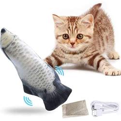 Realistic Moving Cat Kicker Fish Toy,Flopping Fish Cat Toy,Wiggle Fish Catnip Toys,Simulation Electric Doll Fish - Perfect for Cat Exercise Toys,Biting,Chewing and Kicking