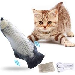 Realistic Moving Cat Kicker Fish Toy,Flopping Fish Cat Toy,Wiggle Fish Catnip Toys,Simulation Electric Doll Fish - Perfect for Cat Exercise Toys,Biting,Chewing and Kicking