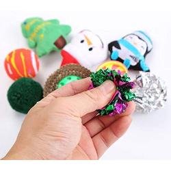 ocijf179 Pet Toy 10Pcs Cat Toy Christmas Pattern Ring Paper Ball Bell Kitten Toy Pet Supplies - 10 Pcs