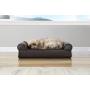 Furhaven Pet Dog Bed - Cooling Gel Memory Foam Faux Fleece and Chenille Soft Woven Traditional Sofa-Style Living Room Couch Pet Bed with Removable Cover for Dogs and Cats