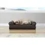 Furhaven Pet Dog Bed - Cooling Gel Memory Foam Faux Fleece and Chenille Soft Woven Traditional Sofa-Style Living Room Couch Pet Bed with Removable Cover for Dogs and Cats