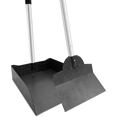 LUFFWELL Pooper Scooper for Large Dogs, Metal Aluminum Tray and Spade Poop Scoop Set with Adjustable Stainless Steel Long Handle, Pet Waste Removal Heavy Duty Poop Scooper