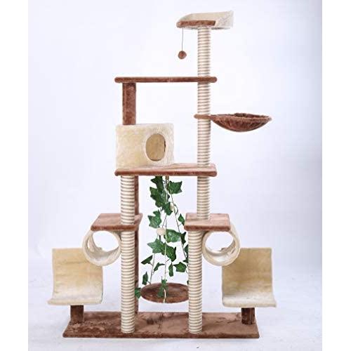 通用 Anti- toppling Climbing Cat Tree, Big Condos with Scratching Sisal Post, Cat Play House, Plush Padded Platforms Cat Activity Center Play House, Cat Bed