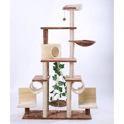 通用 Anti- toppling Climbing Cat Tree, Big Condos with Scratching Sisal Post, Cat Play House, Plush Padded Platforms Cat Activity Center Play House, Cat Bed