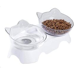 BELMAKS Anti-Vomiting Orthopedic Pet Bowl,15°Tilted Platform Cat Feeders Food and Water Bowls