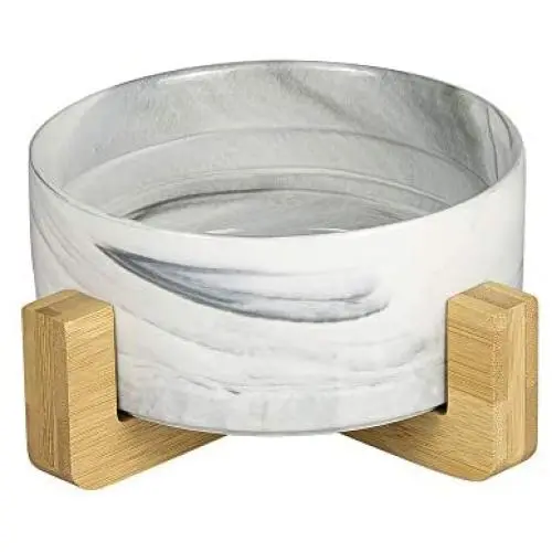 Jerock Ceramic Cat Dog Bowls Raised Food and Water Dish with Anti-Slip Wooden Stand Elevated Round Pet Feeding Bowl Dishwasher Safe & Easy to Clean Jerock Ceramic Cat Dog Bowls Raised Food and Water Dish with Anti-Slip Wooden Stand Elevated Round Pet Feeding Bowl Dishwasher Safe & Easy to Clean