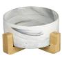 Jerock Ceramic Cat Dog Bowls Raised Food and Water Dish with Anti-Slip Wooden Stand Elevated Round Pet Feeding Bowl Dishwasher Safe & Easy to Clean