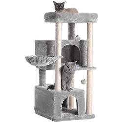 Hey-brother Multi-Level Cat Tree Condo Furniture with Sisal-Covered Scratching Posts, 2 Plush Condos, Plush Perches, for Kittens, Cats and Pets