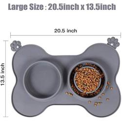 Slow Feeder Bowl for Dogs, Silicone Dog Slow Feeding Mat Non-Slip Slow Eating Pet Food Bowl for Puppy Small Medium Small Dogs & Cats (Gray)