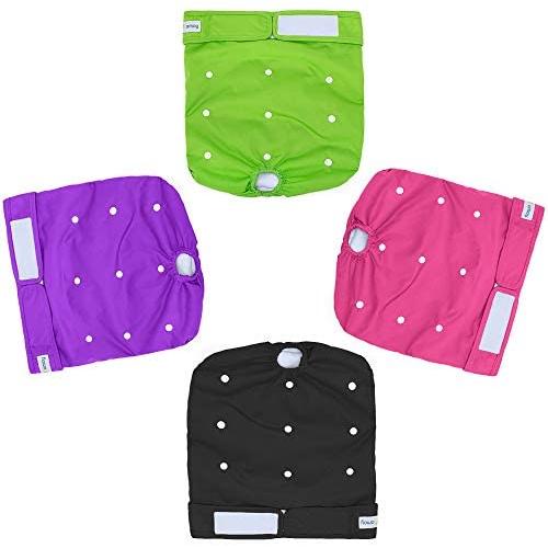 Teamoy Female Dog Diapers(Pack of 4),Reusable Doggie Diapers for Female Dogs, Washable and Super-Absorbent, XL