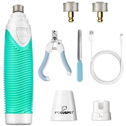 FOCUSPET Dog Nail Grinder, Pet Nail Clipper Nail Trimmer for Small Medium Large Dogs&Cats with Dog Nail File& Nail Cipper 3 Sanding Ports Shaping Smoothing Portable & Rechargeable