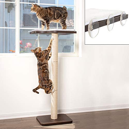 PetFusion Ultimate Cat Window Climbing Perch 45” Tall (Tree Sisal Scratching Posts, Modern Design Simply Suctions to Window. (Easy to Assemble) 1 Year Warranty for Manufacturer Defects