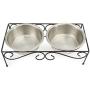 PetRageous 11139SS Scroll Stainless Steel Non Slip Dog Diner, Black, 6.5-Cup Capacity, Dishwasher Safe Stainless Steel Bowls, 5.20-Inch Tall Feeder, for Large and Extra Large Dogs and Cats