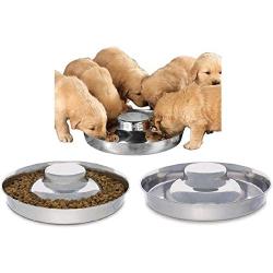 King International Stainless Steel Dog Bowl 3 Puppy Litter Food Feeding Weaning|SilverStainless Dog Bowl Dish| Set of 3 Pieces | 29 cm - for Small/Medium/Large Dogs, Pets Feeder Bowl and Water Bowl