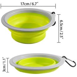 PAWISE Collapsible Dog Bowl Foldable Travel Bowl Expandable Bowl for Cat Portable Food Water Feeding Travel Bowl with Carabiner (2 Pack)