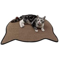 PetLike Cat Scratching Mat Natural Sisal Cat Scratcher Mat with Feather, Scratching Pad Sisal Protect Furniture