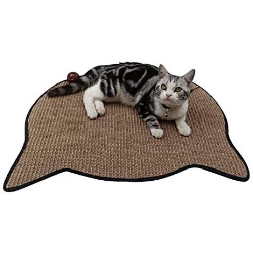 PetLike Cat Scratching Mat Natural Sisal Cat Scratcher Mat with Feather, Scratching Pad Sisal Protect Furniture