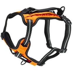 PetSafe Walk-Along Outdoor Dog Harness - Water-Resistant, Zipper Pouch for Storage, Reflective Accents, No-Pull, Top Handle - Orange and Black Colors - Small, Medium and Large Sizes