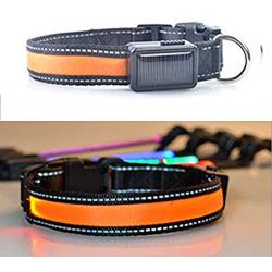 Chenyouwen Pet Toys Great Medium and Large Dog Pet Solar + USB Charging LED Light Collar, Neck Circumference Size: S, 35-40cm(Orange) (Color : Orange)