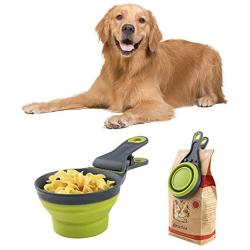 THE MIMIS Pet Dog Cat Folded Food Scoop Spoon Sealing Clip Measuring Cup，Collapsible Storage Puppy Bowl Doggie Snack Measuring Cup