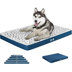 KROSER 24''/30''/36''/42''/48'' Reversible Dog Bed (Warm&Cool) Stylish Pet Mattress Bed with Water Absorbing & Waterproof Linings, Removable Machine Washable Cover, Firm Support Pet Mat for Dogs 25-110lbs