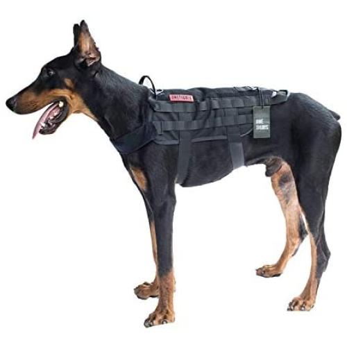 OneTigris Tactical Dog Training Vest Harness with Mesh Padding and Two Handles (Black, M / 41cm)