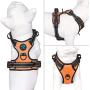 PHOEPET No Pull Dog Harnesses for Small Puppies Reflective Adjustable Front Clip Vest with 2 Metal Leash Attachment Hooks Soft Handle (S, Orange)