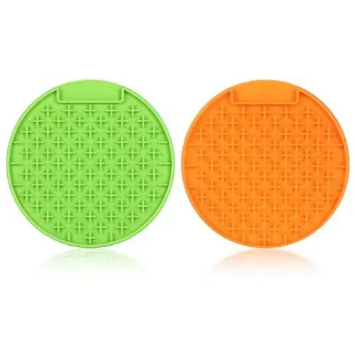 KASBAH Pet Lick Mat, 2 Pack Dog Lick Pad, Boredom Buster Slow Feeder Lick Mat Licking Mat Perfect for Pet Treats Anxious Relief for Fun and Healthy KASBAH Pet Lick Mat, 2 Pack Dog Lick Pad, Boredom Buster Slow Feeder Lick Mat Licking Mat Perfect for Pet Treats Anxious Relief for Fun and Healthy