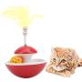 ocijf179 Cat Toy Cats Kitten Tumbler Rolling Feather Bell Ball Toy Play Interactive Pet Supplies - Red