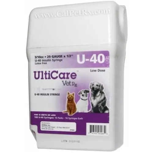 UltiCare VetRx U-40 UltiGuard Safe Pack Pet Insulin Syringes (29g 3/10cc 1/2'') UltiCare VetRx U-40 UltiGuard Safe Pack Pet Insulin Syringes (29g 3/10cc 1/2'')