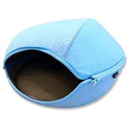 VistosoHome Felt Cat Cave Bed with Detachable & Collapsible Zipper Top - Large Interior & Entrance Works for Cats & Small Dogs - Handcrafted Modern Design & Felt