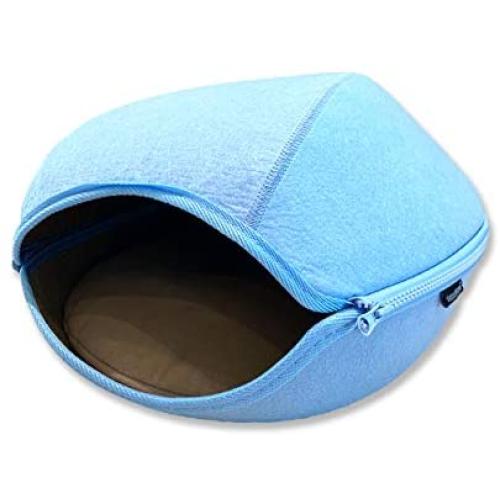 VistosoHome Felt Cat Cave Bed with Detachable & Collapsible Zipper Top - Large Interior & Entrance Works for Cats & Small Dogs - Handcrafted Modern Design & Felt