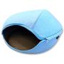 VistosoHome Felt Cat Cave Bed with Detachable & Collapsible Zipper Top - Large Interior & Entrance Works for Cats & Small Dogs - Handcrafted Modern Design & Felt