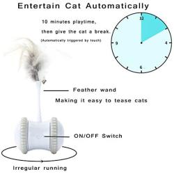 HIPIPET Robotic Interactive Cat Toy with Teasing Feather, USB Charging, Irregular Moving, Large Capacity Battery Automatic Cat Toy for Kitten Cats