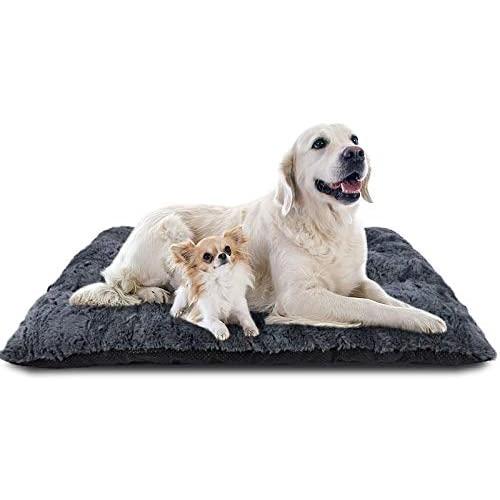 FURTIME Dog Bed Crate Pad Ultra Soft Washable Kennel Bed 24/30/36/42 Inch Anti-Slip Crate Sleeping Mat for Large Medium Small Dogs and Cats